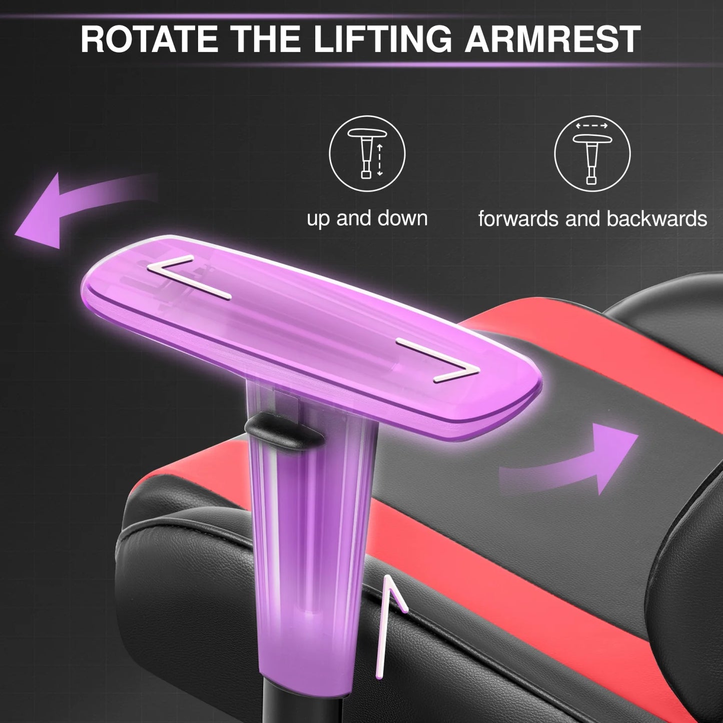 Ergonomic Gaming Chair with Lumbar Support & Headrest, PU Leather Adjustable Gaming Chair, Reclining Swivel Office Chair for Home Office & Gaming