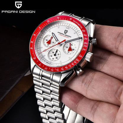 PAGANI DESIGN 2026 Nuevo reloj rojo de lujo para hombre, reloj de pulsera de cuarzo para hombre con cronógrafo, fecha automática, resistente al agua y envío local