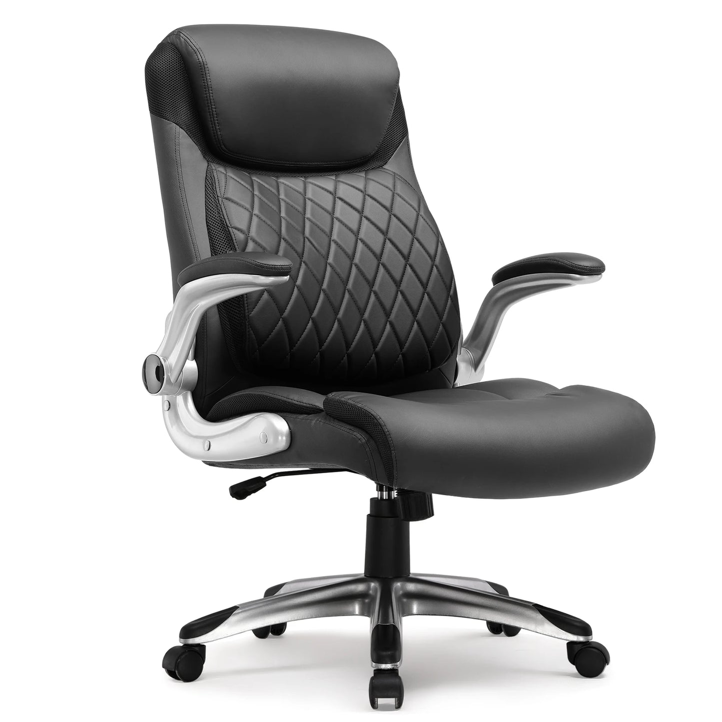 COMHOMA Office Chair Ergonomic Desk Chair with Folding Armrests with High Backrest, Scratch Resistant Leather
