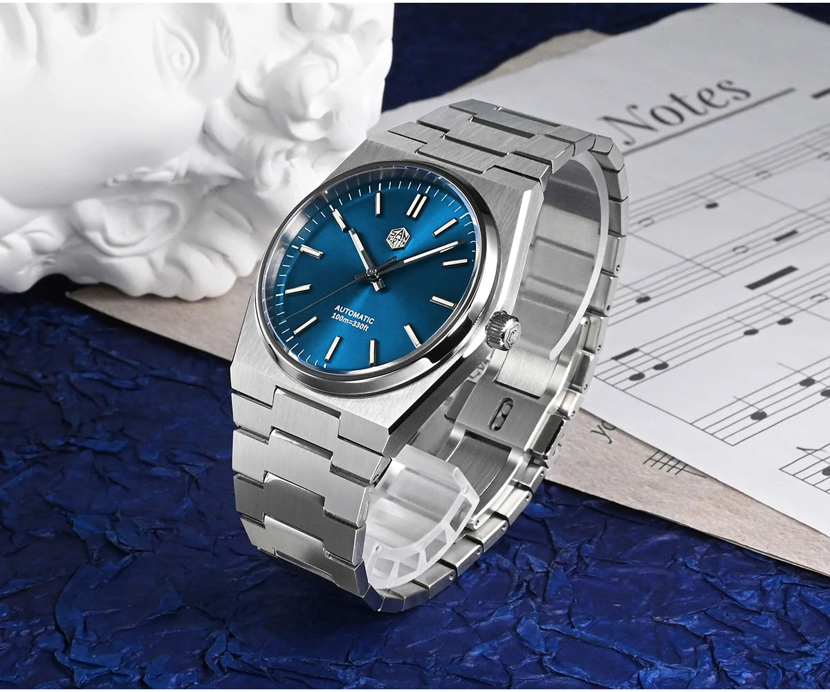 Orologio da uomo San Martin Classic 40mm Miyota 9015 di lusso elegante, orologio da polso meccanico automatico con bracciale a rilascio rapido SN0023