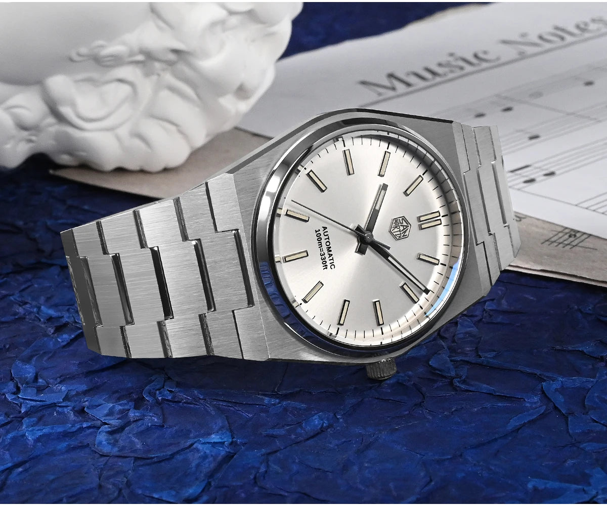 Orologio da uomo San Martin Classic 40mm Miyota 9015 di lusso elegante, orologio da polso meccanico automatico con bracciale a rilascio rapido SN0023