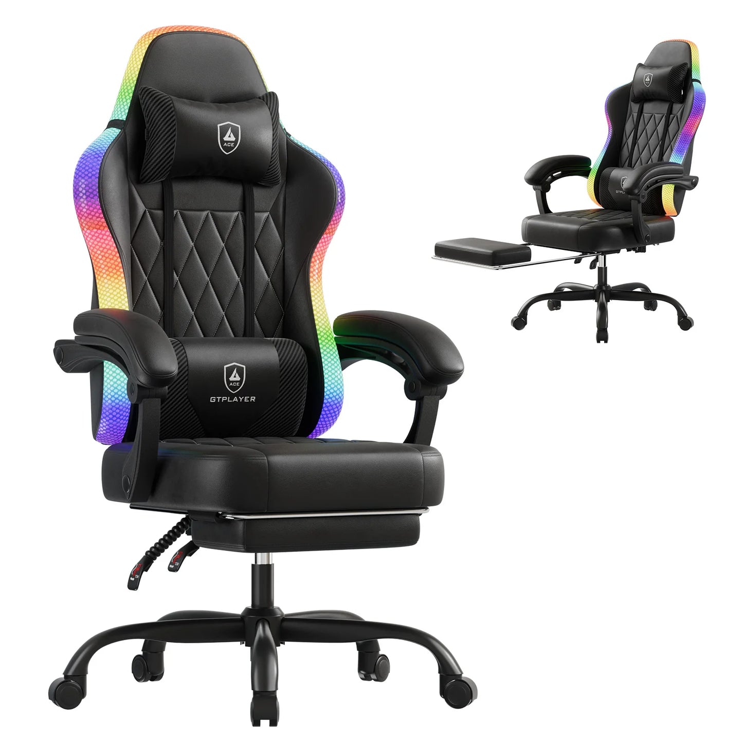 GTPLAYER Gaming Chair Office Chair Gaming Chair with LED Light Bar Gamer Chair Backrest with Storage Bag Ergonomic