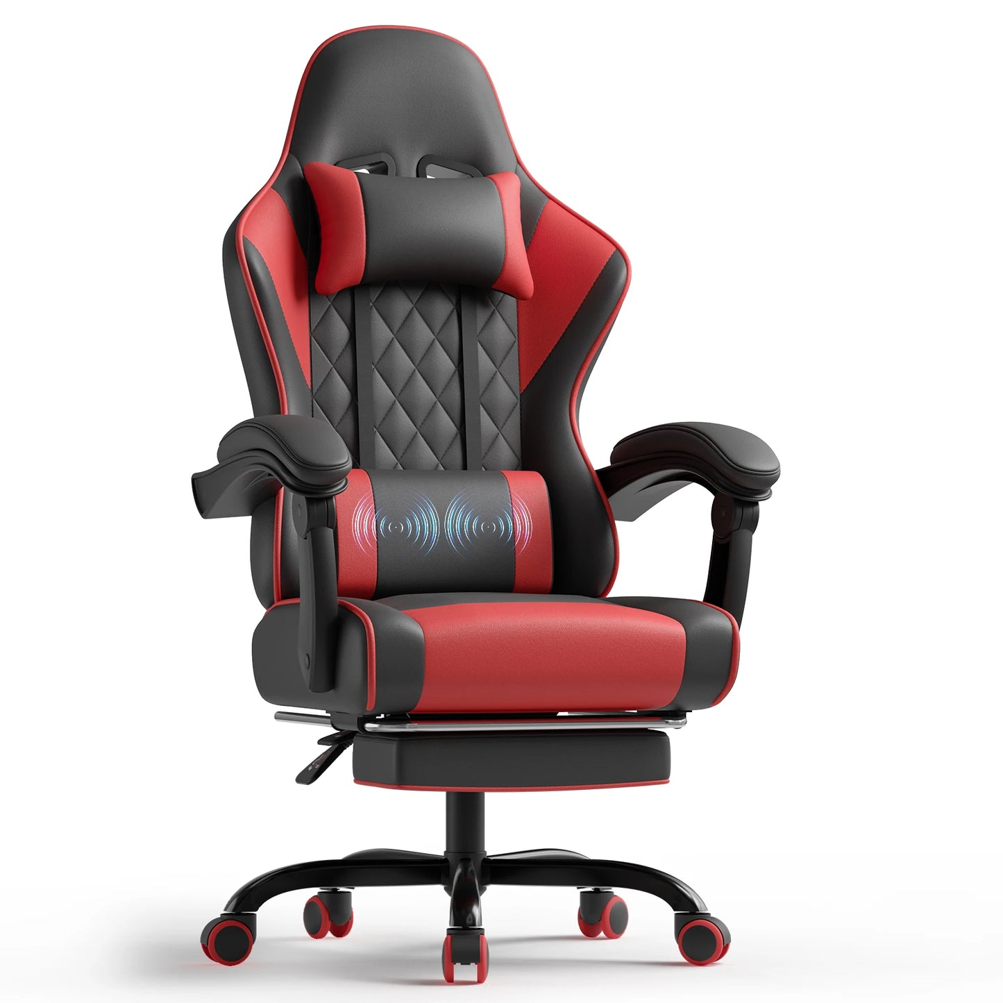 Devoko Height Adjustable Massage Gaming Chair Ergonomic Design with Lumbar Support Headrest Swivel Chair