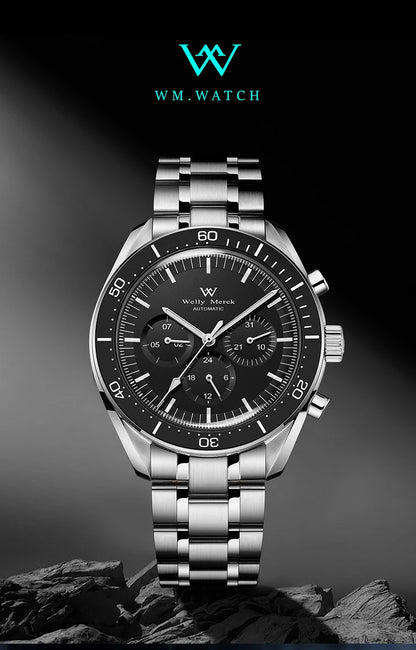 Relógio WM Automático Mecânico 200M Impermeável Casual Clássico Business Welly Merck Relógios para Homem 170M-WM