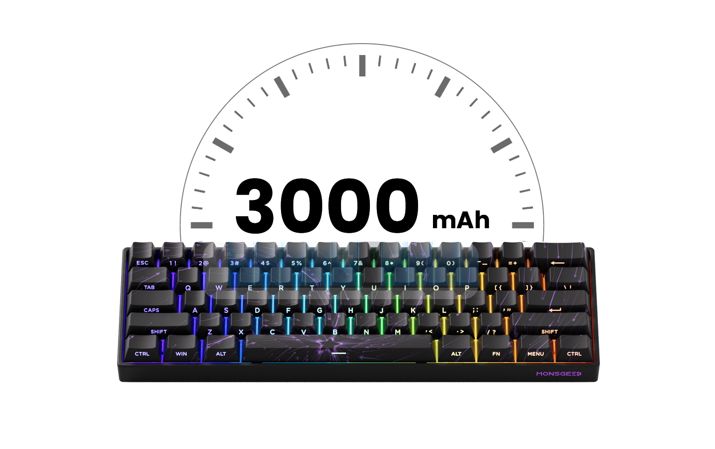Teclado Mecânico Akko MonsGeek FUN60 com Switch Magnético, 60%, Teclado Gaming, Rapid Trigger 0.01mm, 8K, ARGB, HE/TMR, Teclado Personalizado