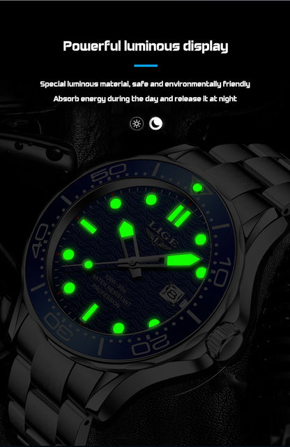 2025 LIGE New Waterproof Watch Men Top Brand Luxury Stainless Steel Men Watch Fashion Casual Sport Men Quartz Date Wristwatches