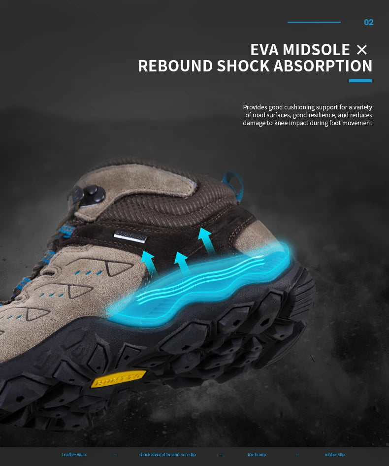 HUMTTO Nuove scarpe da trekking da uomo, sneakers impermeabili da outdoor per uomo, in pelle, da passeggio, arrampicata, trekking, sportive, stivali da uomo e da donna