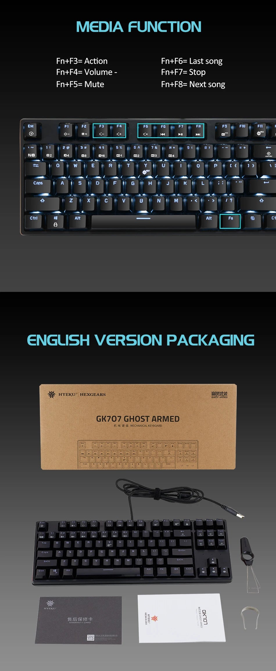 HEXGEARS Mechanical Keyboard Gaming Hot-Swappable Switch Russian 87 Key Waterproof Kailh BOX Switch Keyboard Custom Macro GK12