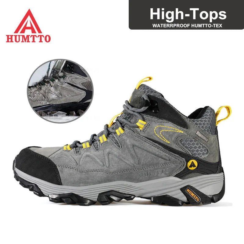 HUMTTO Sneakers impermeabili da uomo Scarpe da trekking Stivali da trekking in pelle da donna Campeggio Caccia Stivaletti tattici da montagna da uomo
