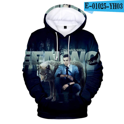 Nowe bluzy z kapturem z nadrukiem 3D inspirowane serialem TV TEEN WOLF – dla mężczyzn, kobiet i dzieci, moda Harajuku, jesienne streetwearowe pulowery hip-hop