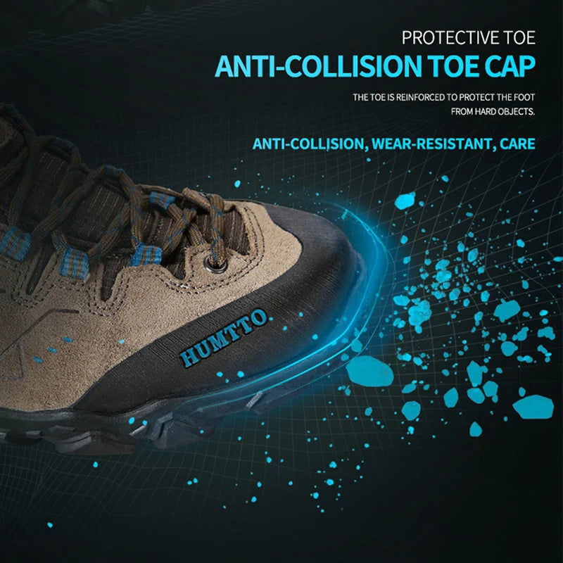 HUMTTO Nuove scarpe da trekking da uomo, sneakers impermeabili da outdoor per uomo, in pelle, da passeggio, arrampicata, trekking, sportive, stivali da uomo e da donna