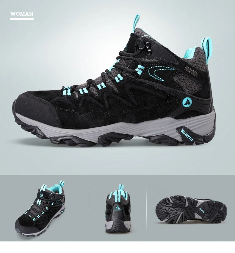 HUMTTO Sneakers impermeabili da uomo Scarpe da trekking Stivali da trekking in pelle da donna Campeggio Caccia Stivaletti tattici da montagna da uomo