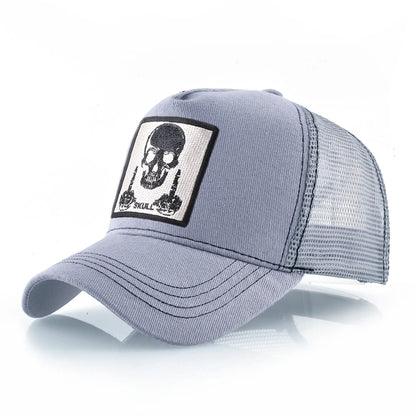 Men's Baseball Cap With Embroidery Skull Patch Snapback Hip Hop Trucker Cap Women Four Season Outdoor Breathable Visor Bone Hats