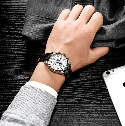 Carnival Brand Automatic Watch Fashion Luxury Waterproof Calendar Moon Phase Mechanical Watches For Men Clock Relogio Masculino