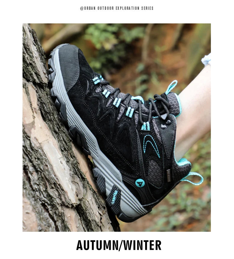 HUMTTO Sneakers impermeabili da uomo Scarpe da trekking Stivali da trekking in pelle da donna Campeggio Caccia Stivaletti tattici da montagna da uomo