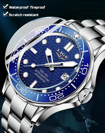 2025 LIGE New Waterproof Watch Men Top Brand Luxury Stainless Steel Men Watch Fashion Casual Sport Men Quartz Date Wristwatches