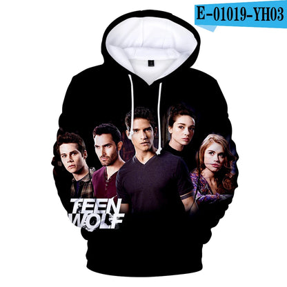 Nowe bluzy z kapturem z nadrukiem 3D inspirowane serialem TV TEEN WOLF – dla mężczyzn, kobiet i dzieci, moda Harajuku, jesienne streetwearowe pulowery hip-hop