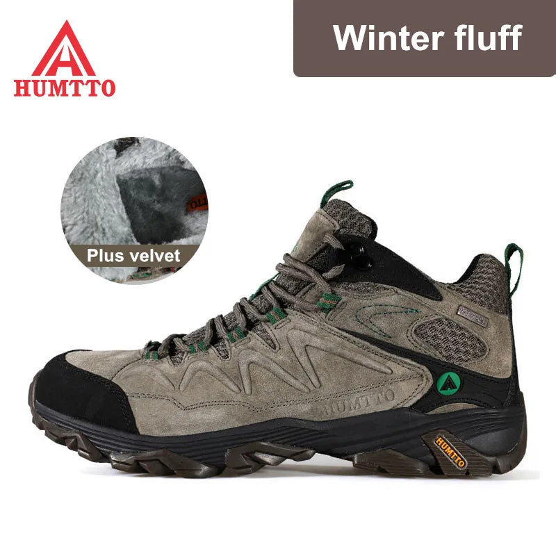 HUMTTO Sneakers impermeabili da uomo Scarpe da trekking Stivali da trekking in pelle da donna Campeggio Caccia Stivaletti tattici da montagna da uomo