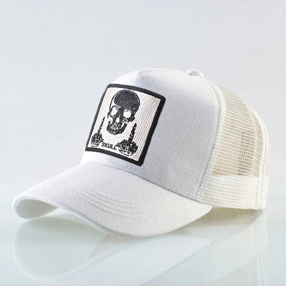 Men's Baseball Cap With Embroidery Skull Patch Snapback Hip Hop Trucker Cap Women Four Season Outdoor Breathable Visor Bone Hats