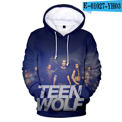 Nowe bluzy z kapturem z nadrukiem 3D inspirowane serialem TV TEEN WOLF – dla mężczyzn, kobiet i dzieci, moda Harajuku, jesienne streetwearowe pulowery hip-hop