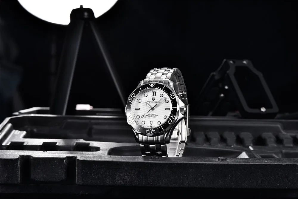 PAGANI DESIGN 2026 New V2 Waves 200M Relógio de mergulho automático masculino de luxo, cristal de safira, relógio de pulso masculino AR