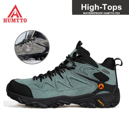 HUMTTO Sneakers impermeabili da uomo Scarpe da trekking Stivali da trekking in pelle da donna Campeggio Caccia Stivaletti tattici da montagna da uomo