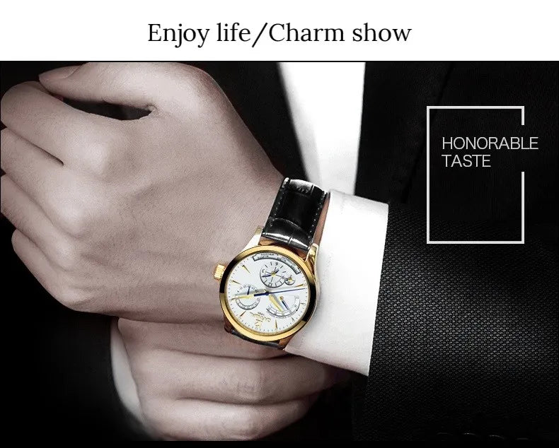 CARNIVAL New Dual Time Zone Watches for Men Automatic Multifunction Men Mechanical Wristwatches Sapphire Calendar Watch for Men