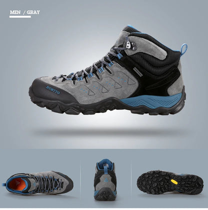 HUMTTO Nuove scarpe da trekking da uomo, sneakers impermeabili da outdoor per uomo, in pelle, da passeggio, arrampicata, trekking, sportive, stivali da uomo e da donna