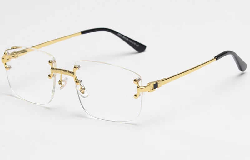 Kachawoo no frame square sunglasses women uv400 brown blue gradient lens metal rimless sun glasses for men popular high quality