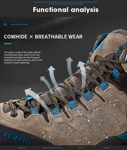 HUMTTO Nuove scarpe da trekking da uomo, sneakers impermeabili da outdoor per uomo, in pelle, da passeggio, arrampicata, trekking, sportive, stivali da uomo e da donna