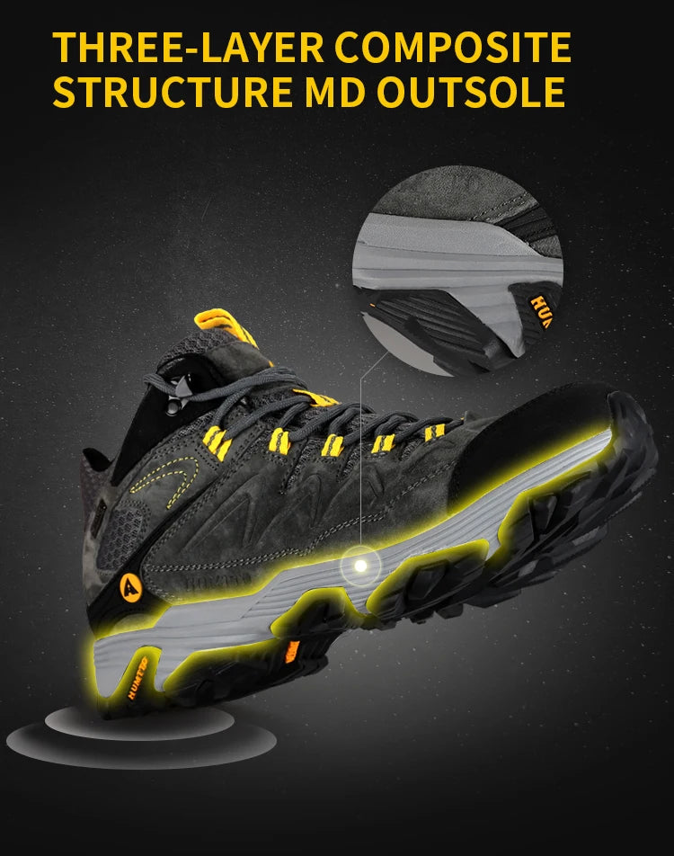 HUMTTO Sneakers impermeabili da uomo Scarpe da trekking Stivali da trekking in pelle da donna Campeggio Caccia Stivaletti tattici da montagna da uomo