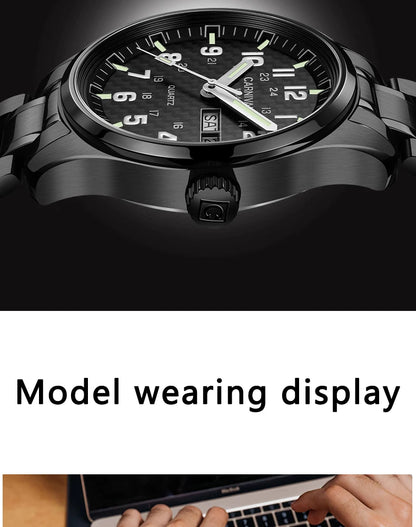 CARNIVAL Luxury Brand Watch Men Quartz Watches Luminous Hands Waterproof Solid Stainess Steel Men's Clock Relogio Masculino 8638