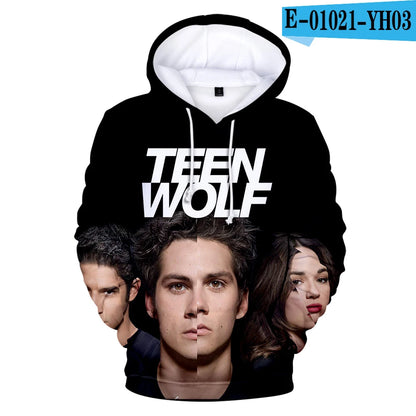 Nowe bluzy z kapturem z nadrukiem 3D inspirowane serialem TV TEEN WOLF – dla mężczyzn, kobiet i dzieci, moda Harajuku, jesienne streetwearowe pulowery hip-hop