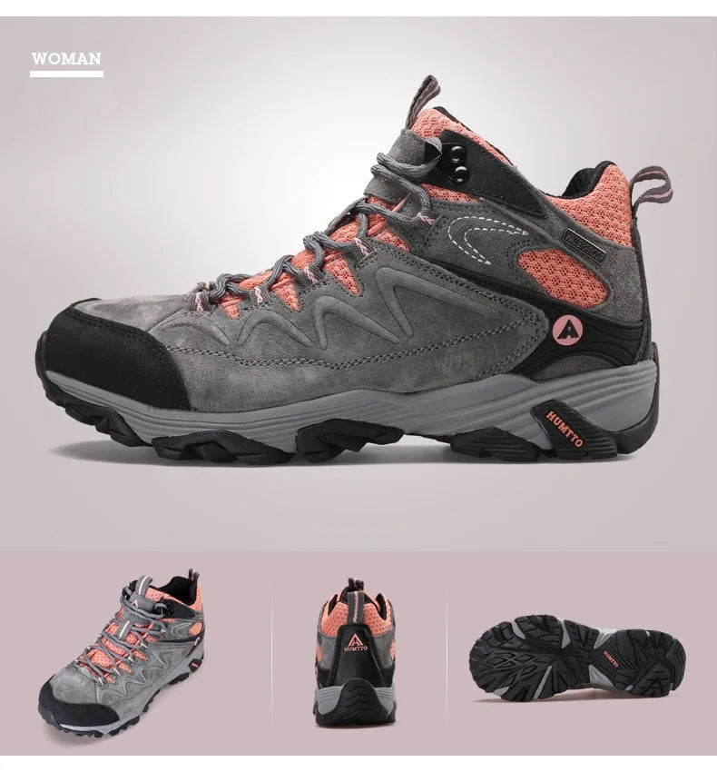 HUMTTO Sneakers impermeabili da uomo Scarpe da trekking Stivali da trekking in pelle da donna Campeggio Caccia Stivaletti tattici da montagna da uomo