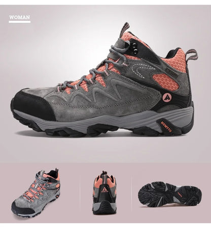 HUMTTO Sneakers impermeabili da uomo Scarpe da trekking Stivali da trekking in pelle da donna Campeggio Caccia Stivaletti tattici da montagna da uomo