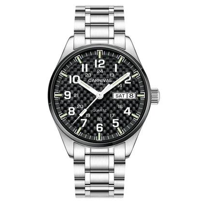 CARNIVAL Luxury Brand Watch Men Quartz Watches Luminous Hands Waterproof Solid Stainess Steel Men's Clock Relogio Masculino 8638