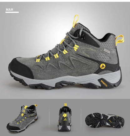 HUMTTO Sneakers impermeabili da uomo Scarpe da trekking Stivali da trekking in pelle da donna Campeggio Caccia Stivaletti tattici da montagna da uomo