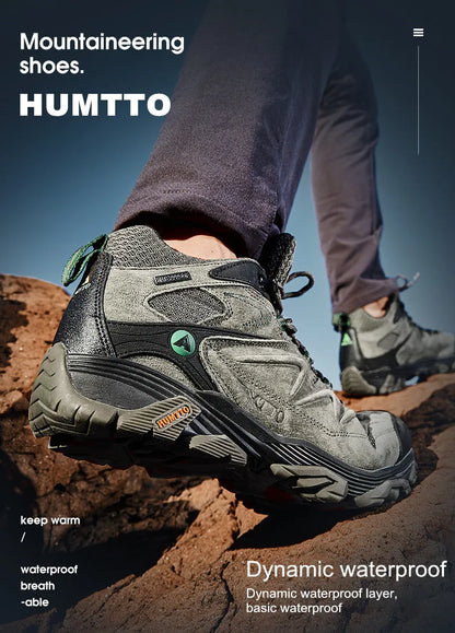HUMTTO Sneakers impermeabili da uomo Scarpe da trekking Stivali da trekking in pelle da donna Campeggio Caccia Stivaletti tattici da montagna da uomo
