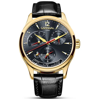 CARNIVAL New Dual Time Zone Watches for Men Automatic Multifunction Men Mechanical Wristwatches Sapphire Calendar Watch for Men