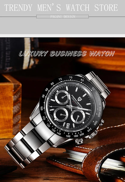 PAGANI DESIGN 2025 New Men's Watches Luxury Rose Gold Quartz Watch For Men 100M Waterproof Sports Chronograph Wristwatch Men