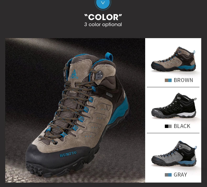 HUMTTO Nuove scarpe da trekking da uomo, sneakers impermeabili da outdoor per uomo, in pelle, da passeggio, arrampicata, trekking, sportive, stivali da uomo e da donna