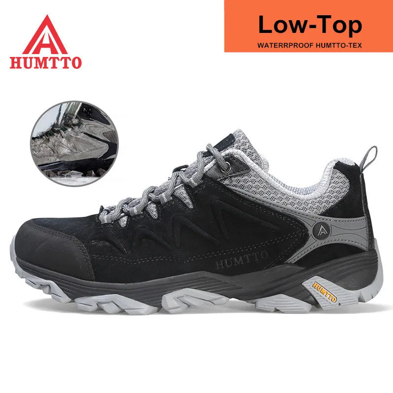 HUMTTO Sneakers impermeabili da uomo Scarpe da trekking Stivali da trekking in pelle da donna Campeggio Caccia Stivaletti tattici da montagna da uomo