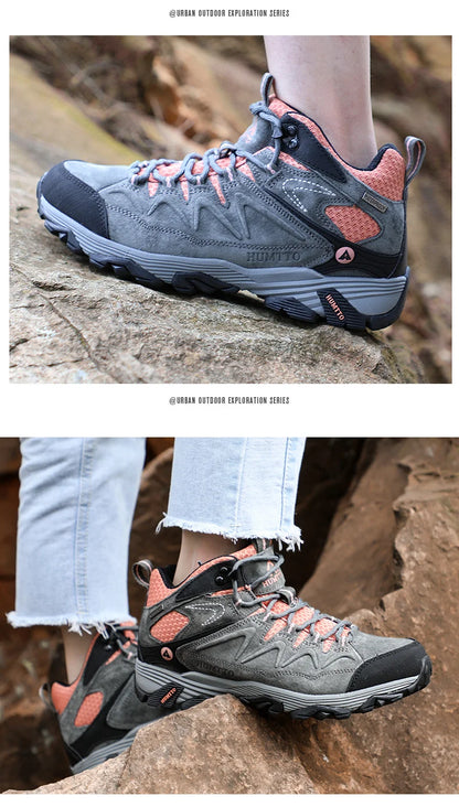 HUMTTO Sneakers impermeabili da uomo Scarpe da trekking Stivali da trekking in pelle da donna Campeggio Caccia Stivaletti tattici da montagna da uomo