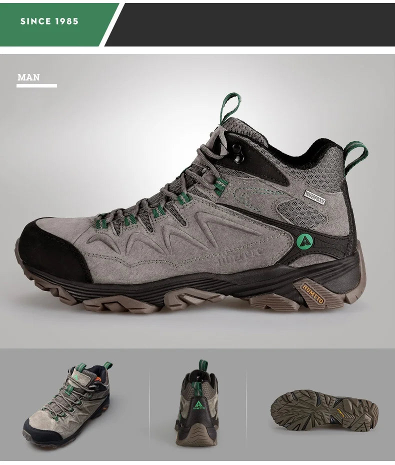 HUMTTO Sneakers impermeabili da uomo Scarpe da trekking Stivali da trekking in pelle da donna Campeggio Caccia Stivaletti tattici da montagna da uomo