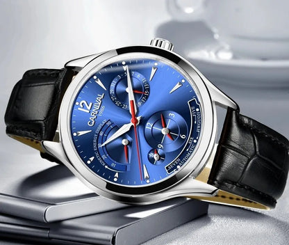 CARNIVAL New Dual Time Zone Watches for Men Automatic Multifunction Men Mechanical Wristwatches Sapphire Calendar Watch for Men