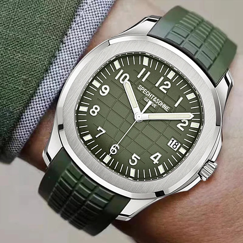 Specht & Söhne Brand Automatic Mechanical Watches Sports Wristwatches Green Sapphire Luminous 50M Waterproof Men's Watch