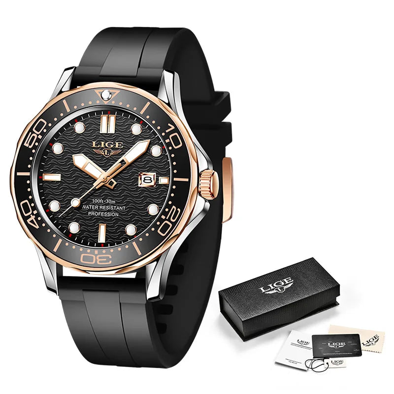2025 LIGE New Waterproof Watch Men Top Brand Luxury Stainless Steel Men Watch Fashion Casual Sport Men Quartz Date Wristwatches
