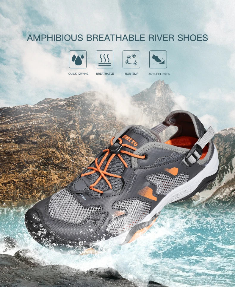 Ghete de drumeție marca HUMTTO pentru bărbați, adidași, sandale noi de trekking de vară, bărbați, respirabile, pentru plimbări în aer liber, alpinism, încălțăminte de apă pentru bărbați