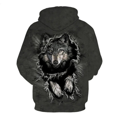 Cool Space Galaxy Wolf Hoodie Hoodies Men Bright Wolf Fashion Handsome Wolf Hoddies Spring Autumn Pullovers Sweatshirts Sweat