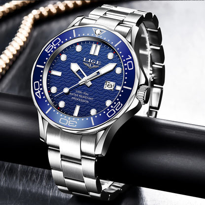 2025 LIGE New Waterproof Watch Men Top Brand Luxury Stainless Steel Men Watch Fashion Casual Sport Men Quartz Date Wristwatches